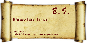 Bánovics Irma névjegykártya