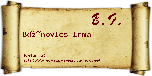 Bánovics Irma névjegykártya